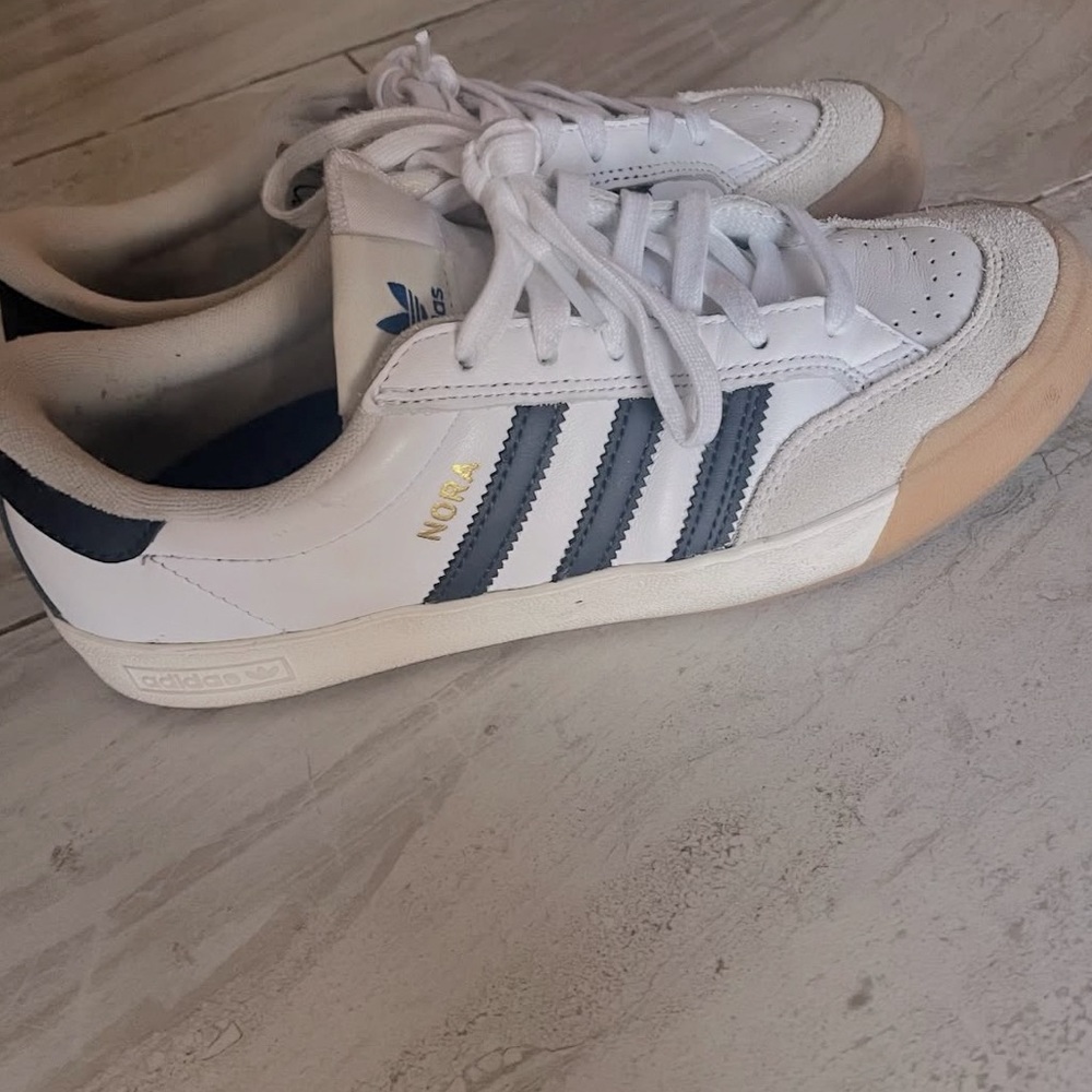 Adidas White and Blue Nora Classic Sneakers